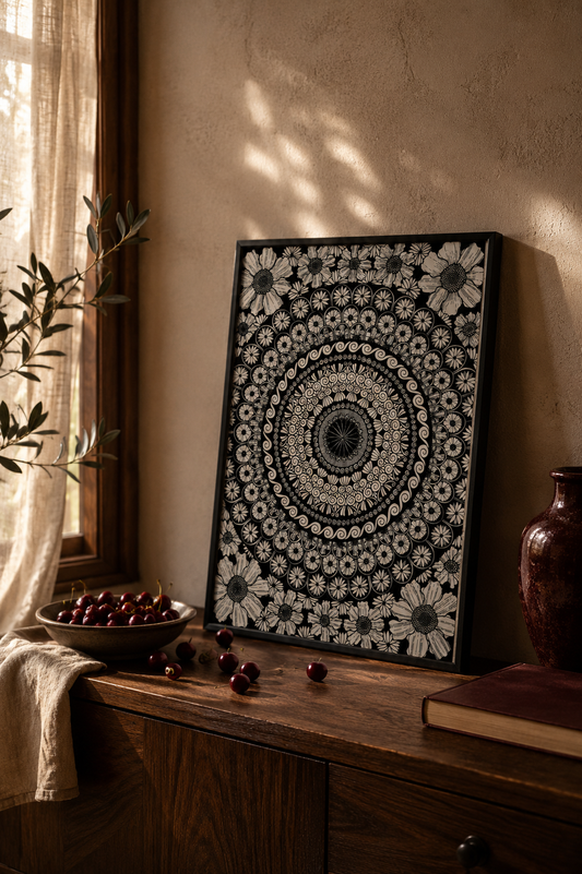 In Bloom — Original Hand-Drawn Mandala Art Print