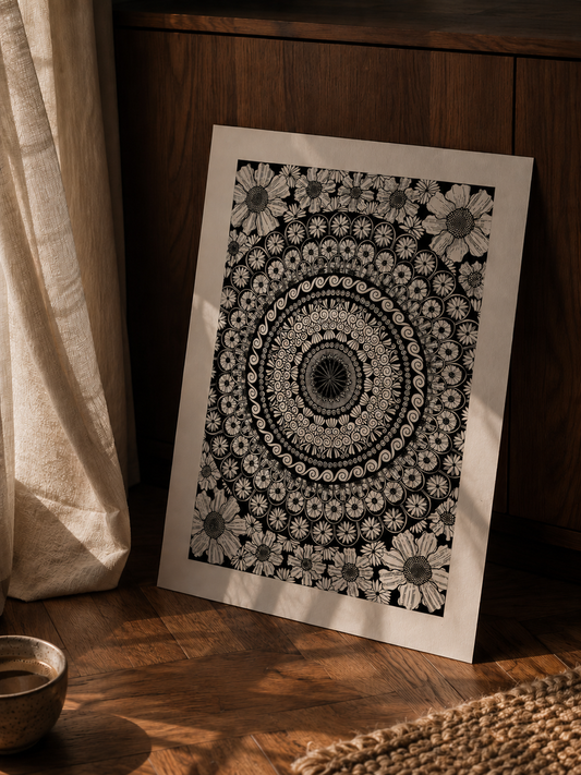 In Bloom — Original Hand-Drawn Mandala Art Print